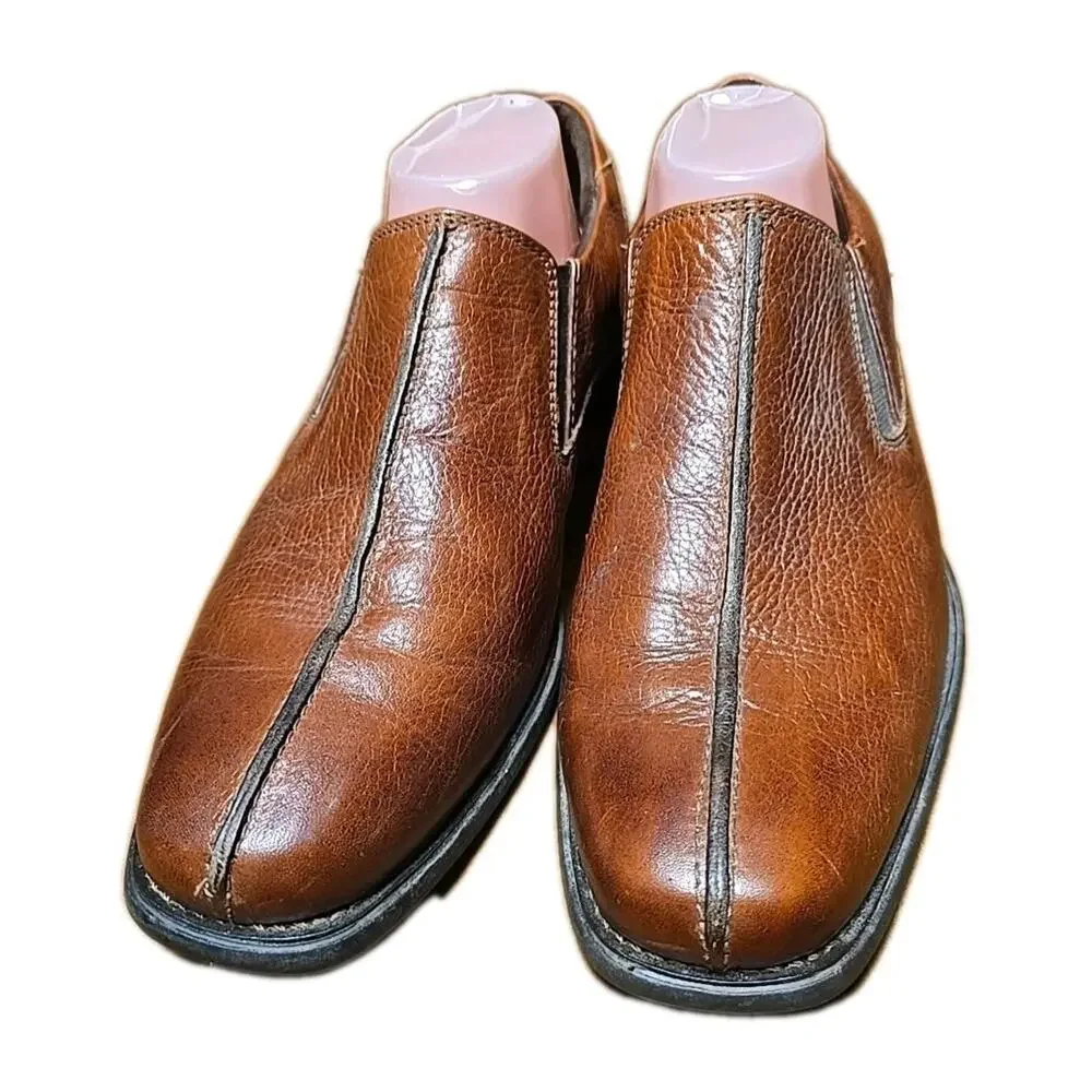 Johnston & Murphy Macomb Brown Sheepskin Leather Business Dress Shoes Mens 11.5M